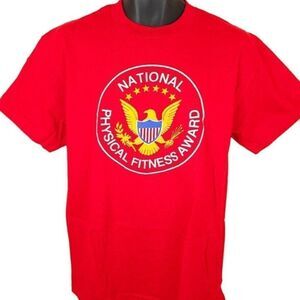 Vintage National Physical Fitness Award T Shirt Mens Size Medium Red Y2K